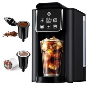 Single Serve Hot & Iced Coffee Maker K-Cup & Grounds 50oz Black NEW